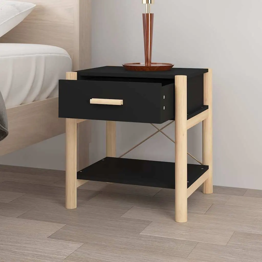 Bedside Tables Engineered Wood Black 42x38x45 cm Storage Cabinet Nightstand 2pcs