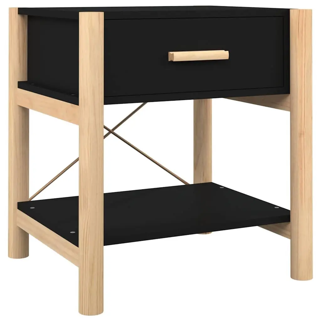 Bedside Tables Engineered Wood Black 42x38x45 cm Storage Cabinet Nightstand 2pcs