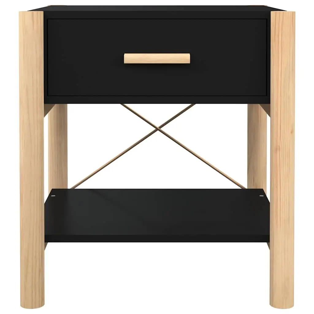 Bedside Tables Engineered Wood Black 42x38x45 cm Storage Cabinet Nightstand 2pcs