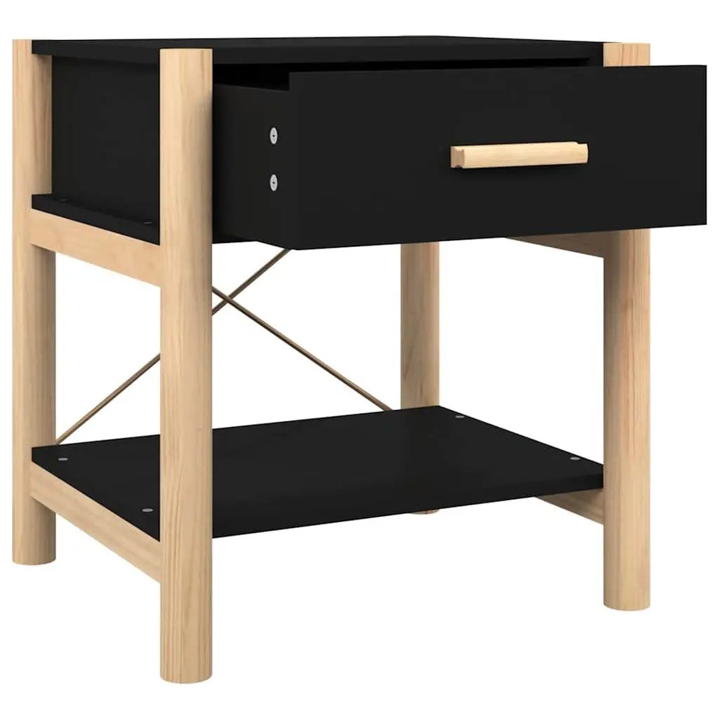 Bedside Tables Engineered Wood Black 42x38x45 cm Storage Cabinet Nightstand 2pcs