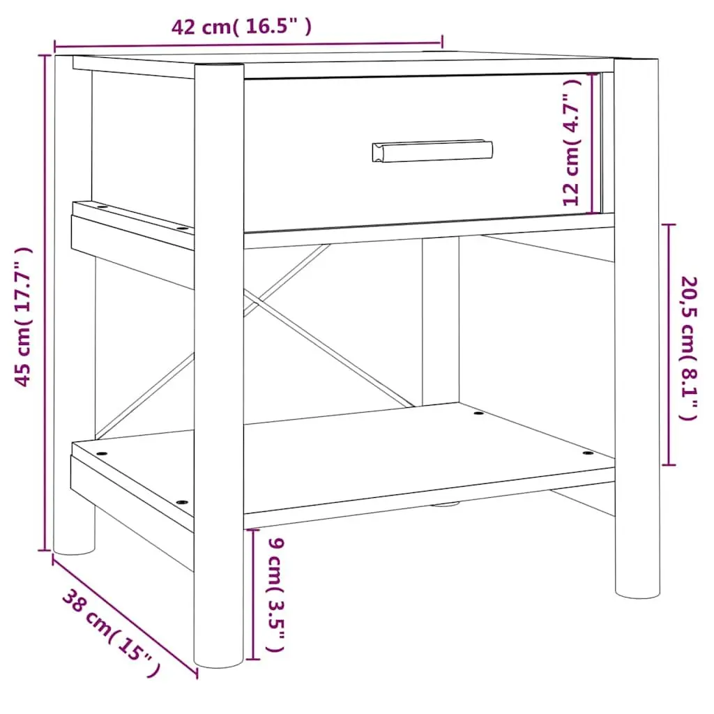 Bedside Tables Engineered Wood Black 42x38x45 cm Storage Cabinet Nightstand 2pcs