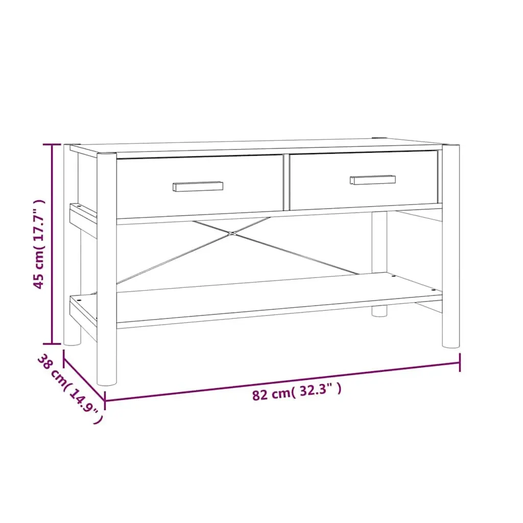 TV Cabinet Engineered Wood 82x38x45cm Brown with Solid Wooden Legs