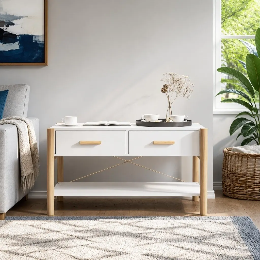 White Coffee Table with Ample Storage
