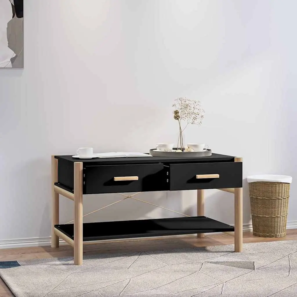 Coffee Table Engineered Wood Black 82 x 48 x 45 cm