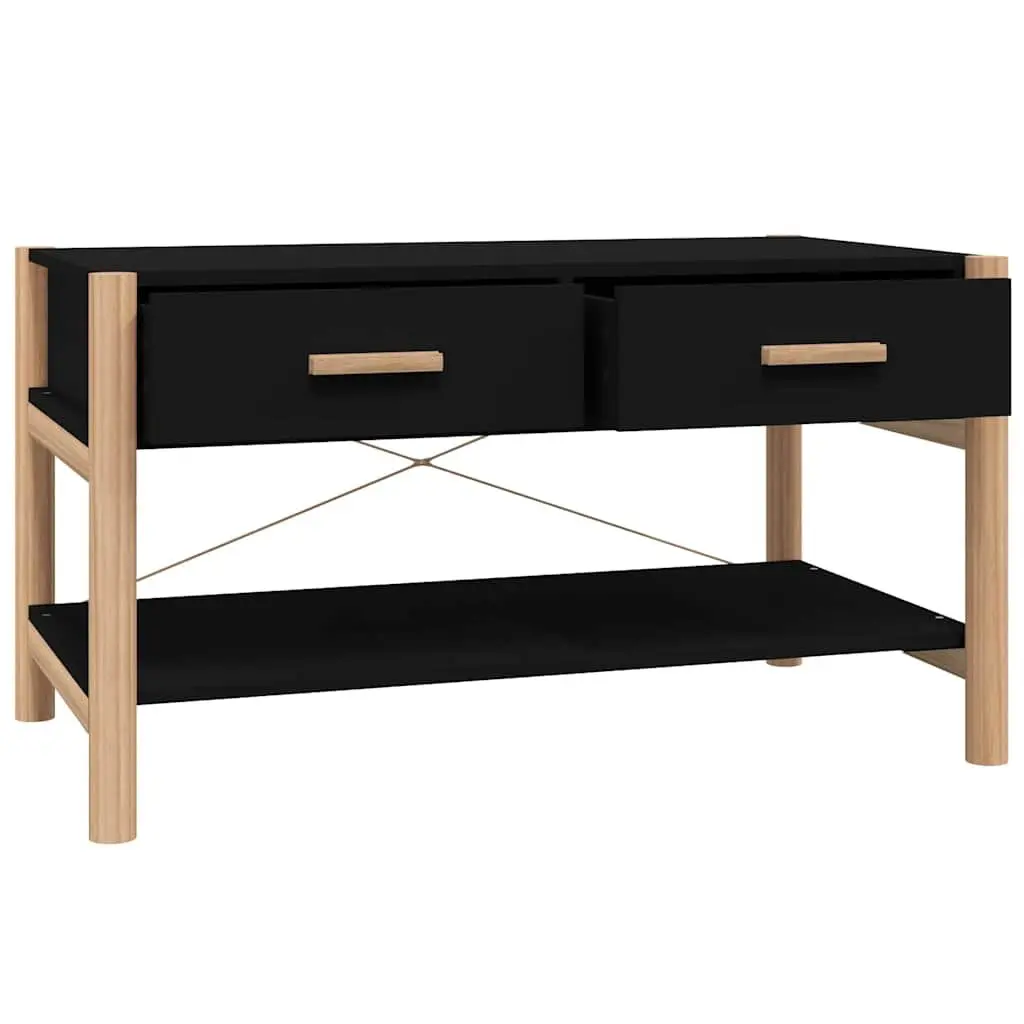 Coffee Table Engineered Wood Black 82 x 48 x 45 cm