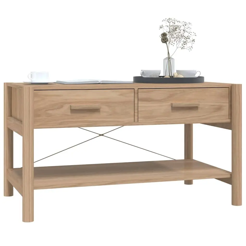 Coffee Table Brown Engineered Wood 82L x 48W x 45H cm with Storage for Living Room Furniture