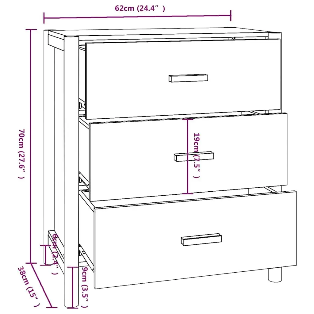 White Sideboard Storage Cabinet 62x38x70cm