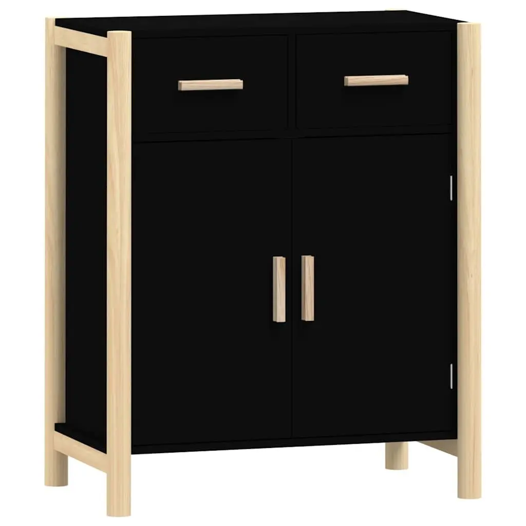 Storage Buffet Sideboard Cabinet Engineered Wood 62x38x75cm Black Furniture