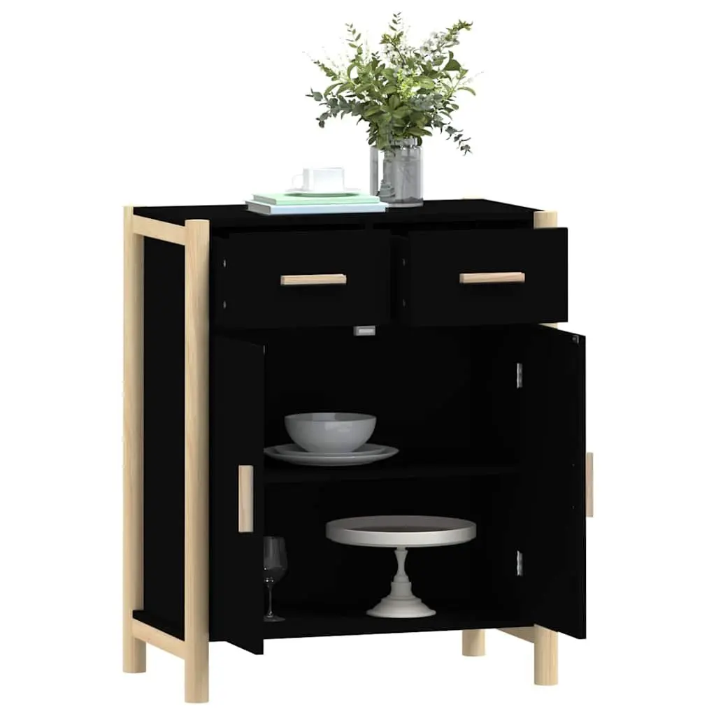 Storage Buffet Sideboard Cabinet Engineered Wood 62x38x75cm Black Furniture