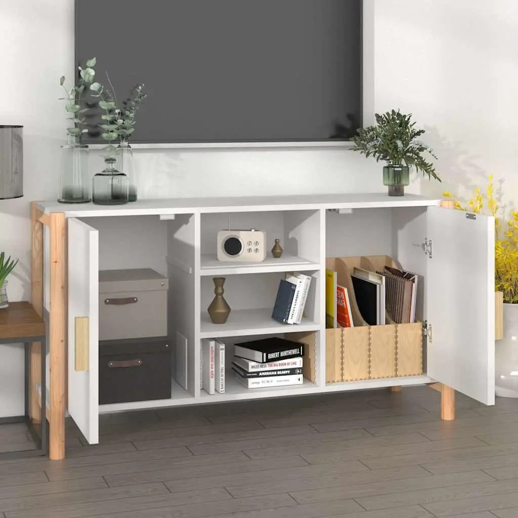 White Sideboard 107x38x60cm Storage Cabinet Engineered Wood Buffet Furniture