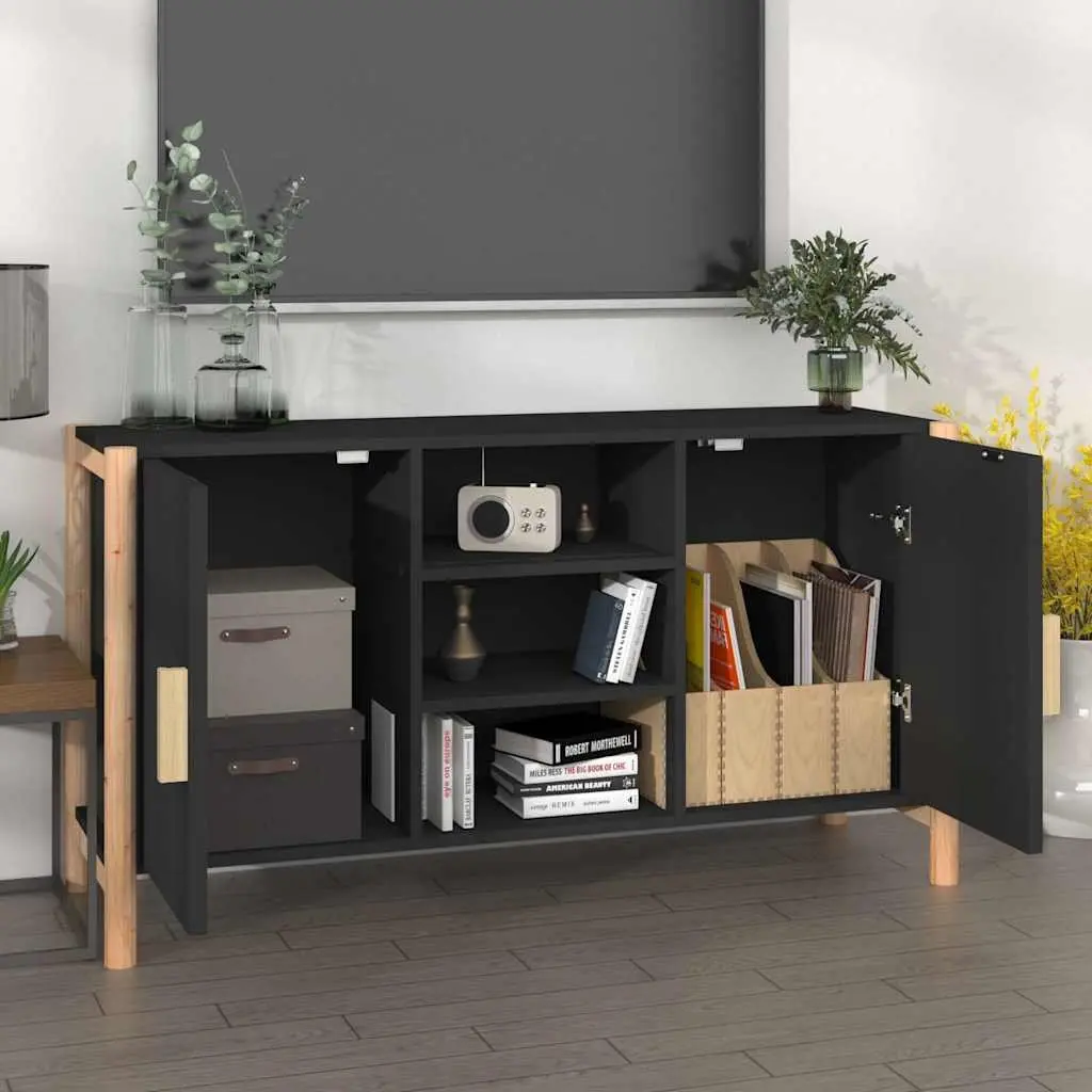 Sideboard Black Storage Cabinet 107x38x60 cm Engineered Wood Buffet Table