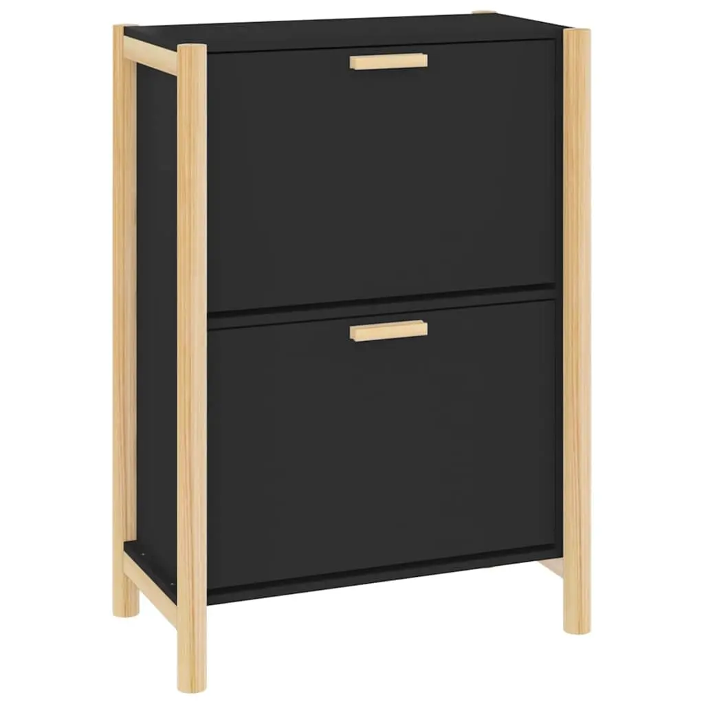 Shoe Cabinet Black Storage Organiser Engineered Wood Furniture Home Wardrobe