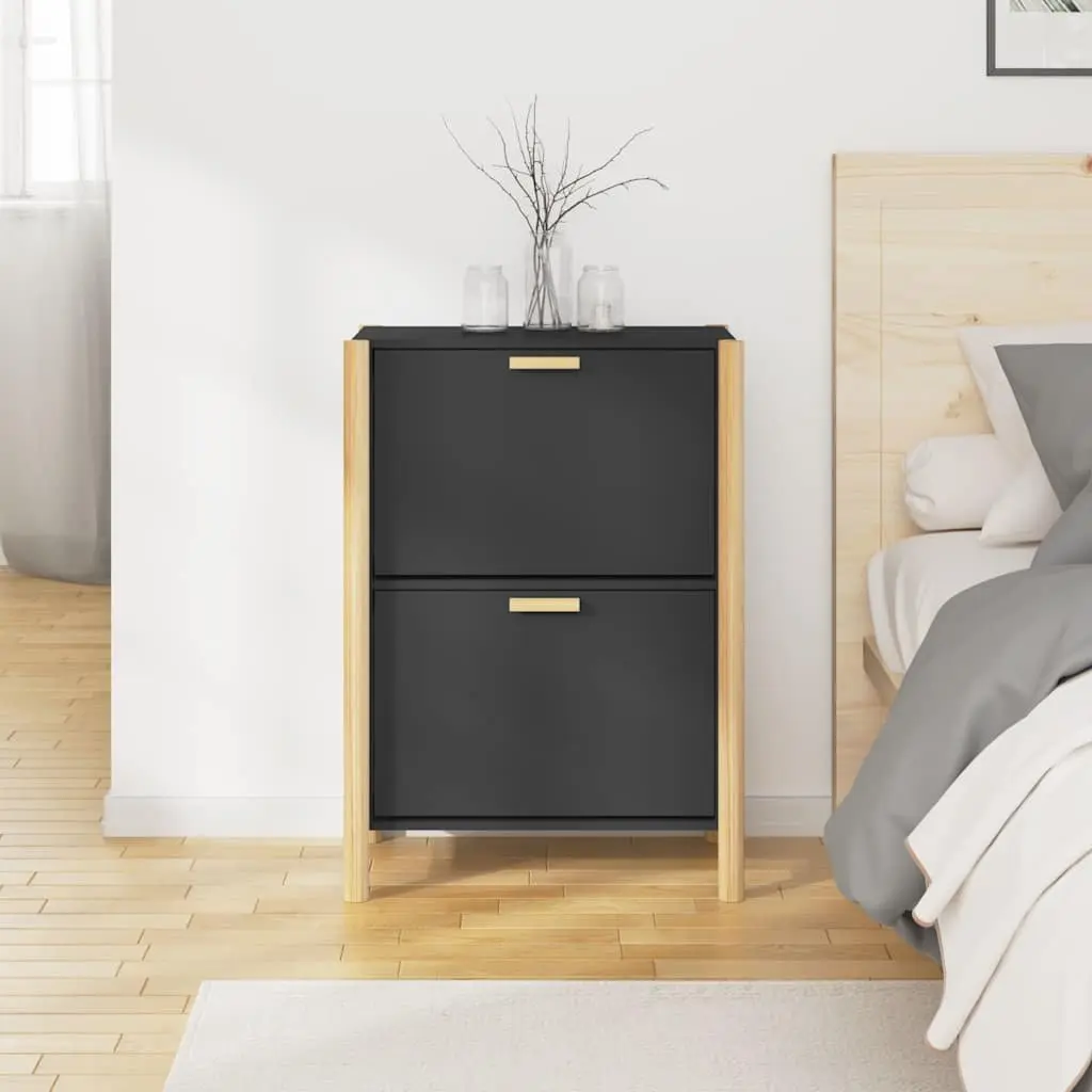 Shoe Cabinet Black Storage Organiser Engineered Wood Furniture Home Wardrobe