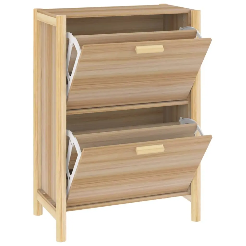 Shoe Organizer Cabinet Engineered Wood Brown 57.5cm Width 33cm Depth 80cm Height Storage Furniture