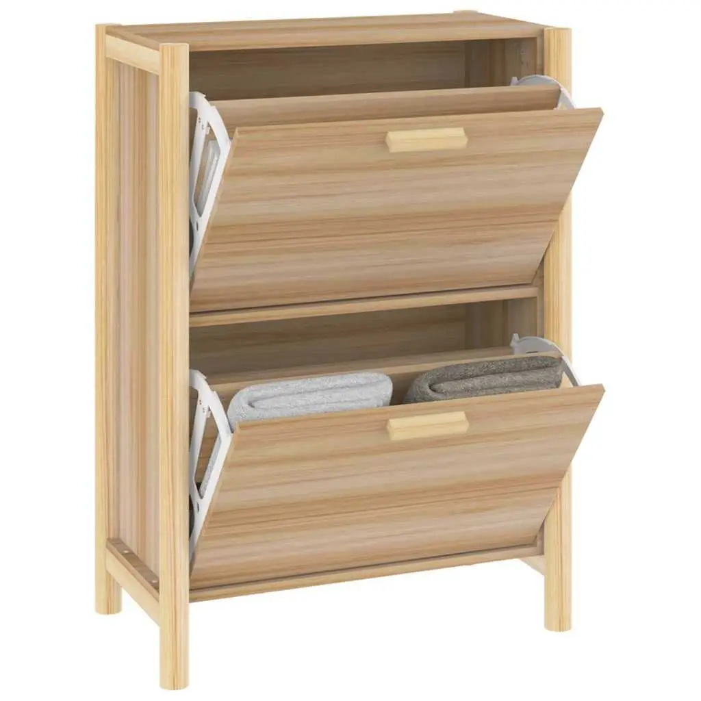 Shoe Organizer Cabinet Engineered Wood Brown 57.5cm Width 33cm Depth 80cm Height Storage Furniture