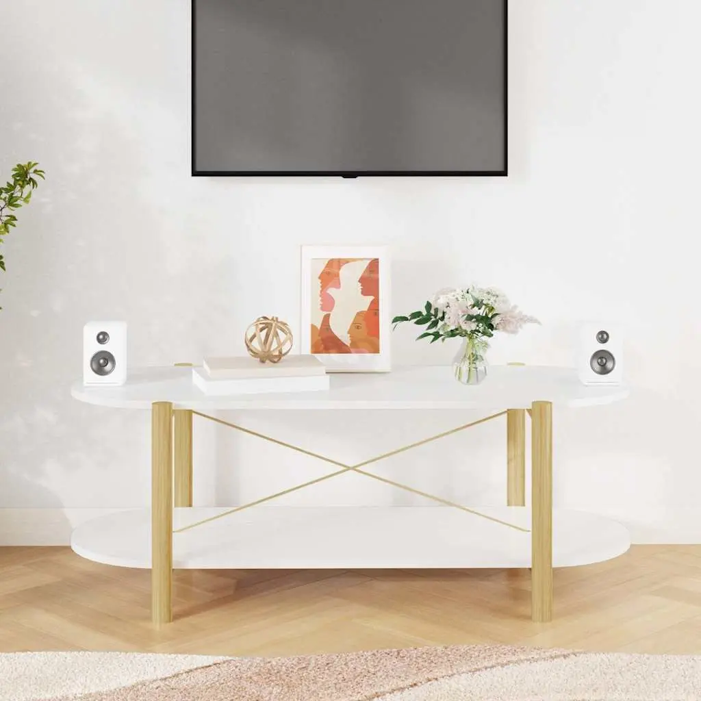 Coffee Table Engineered Wood White 110 x 48 x 40 cm
