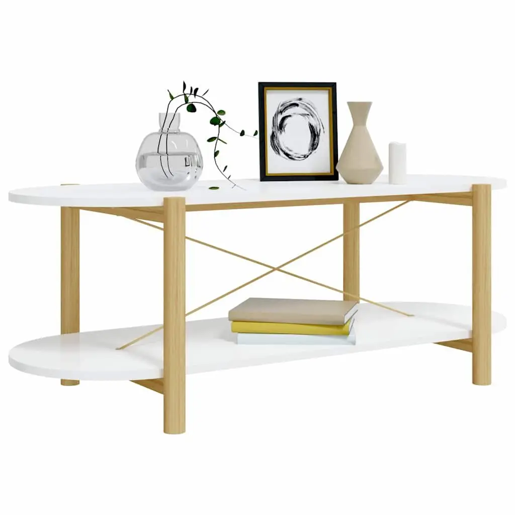 Coffee Table Engineered Wood White 110 x 48 x 40 cm