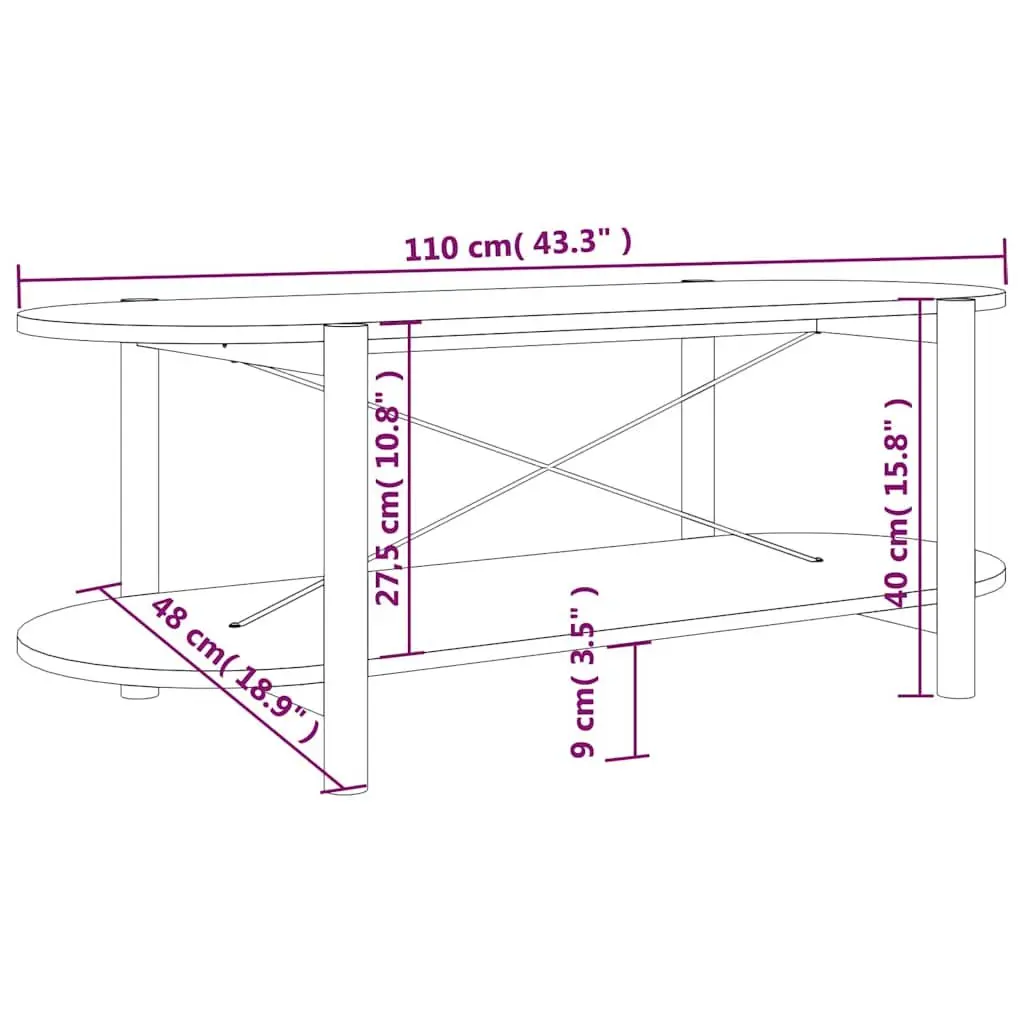 Coffee Table Engineered Wood White 110 x 48 x 40 cm