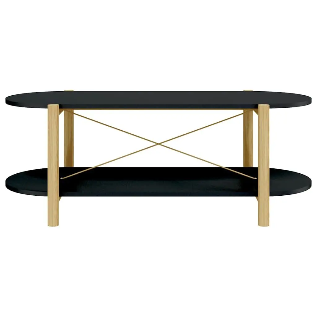 Coffee Table Engineered Wood Black Accent Storage Living Room Solid Wood Legs 110x48x40cm