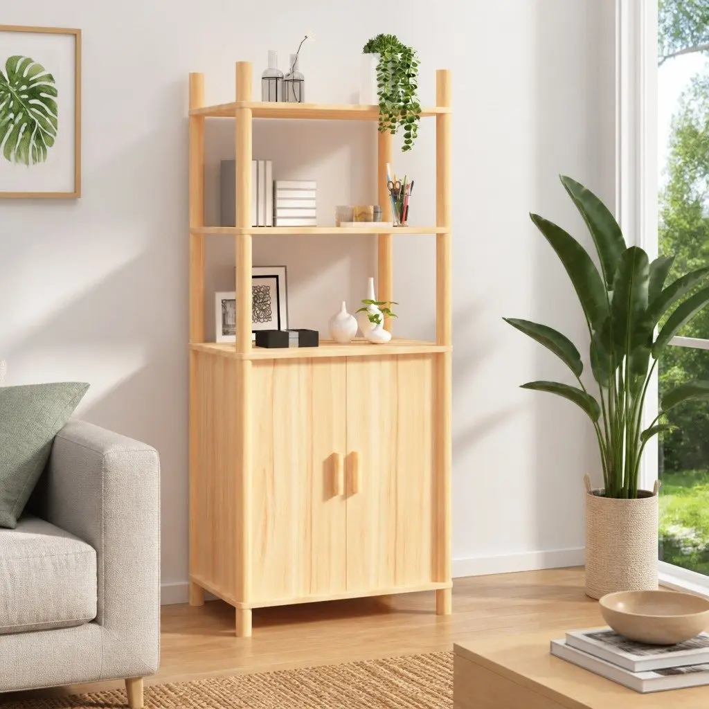 Highboard Storage Cabinet 60x40x141cm Brown Engineered Wood Sideboard Buffet