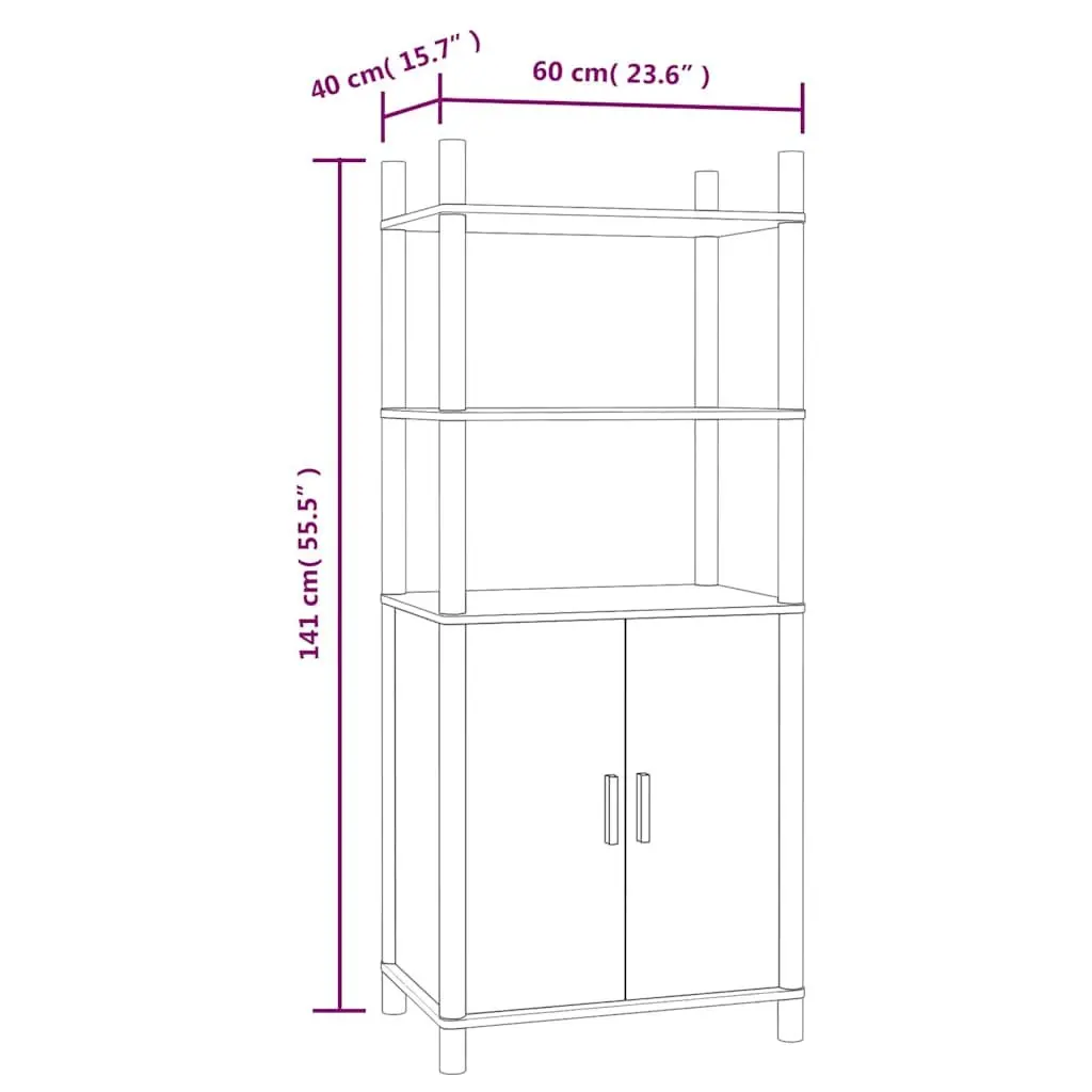 Highboard Storage Cabinet 60x40x141cm Brown Engineered Wood Sideboard Buffet