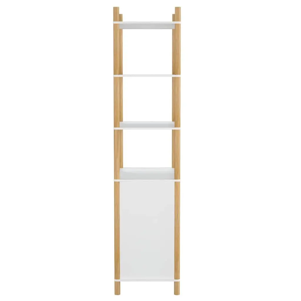 Highboard Storage Cabinet Engineered Wood 60x40x173cm White Sideboard with Solid Wood Legs