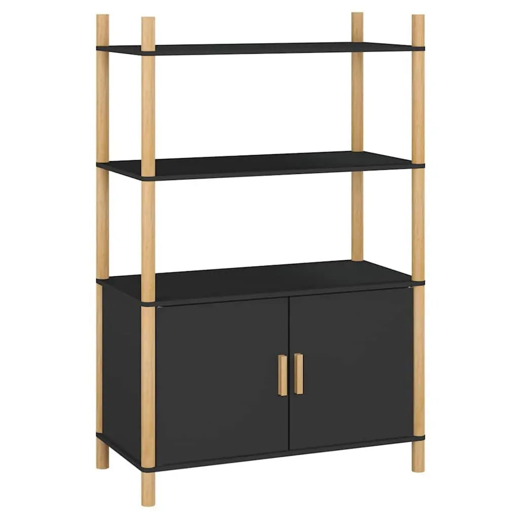 Highboard Buffet Storage Cabinet Engineered Wood 80cm Wide Black