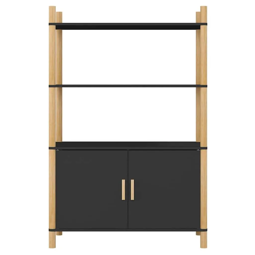 Highboard Buffet Storage Cabinet Engineered Wood 80cm Wide Black