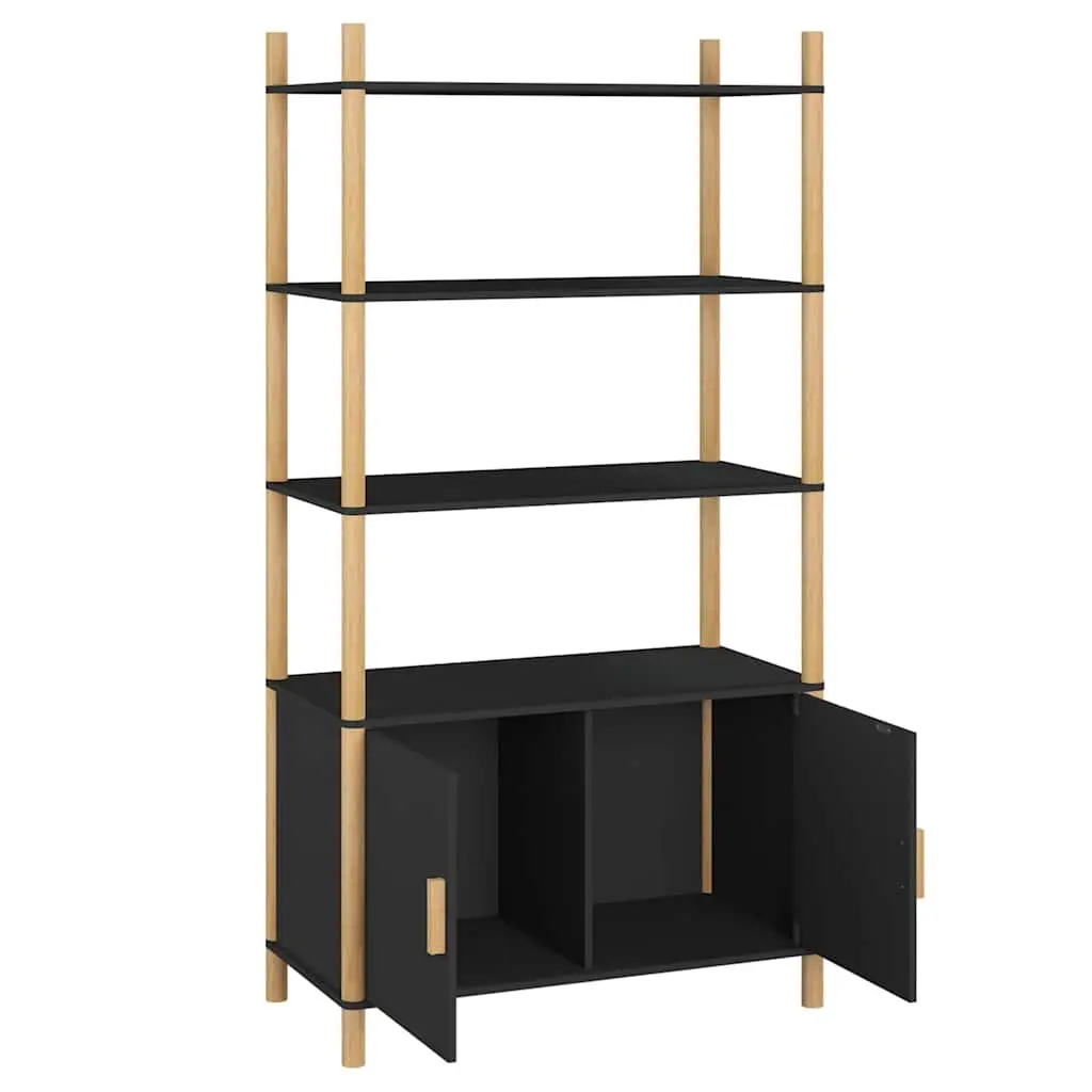 Storage Cabinet Engineered Wood 80x40x153cm Black Highboard Buffet Sideboard