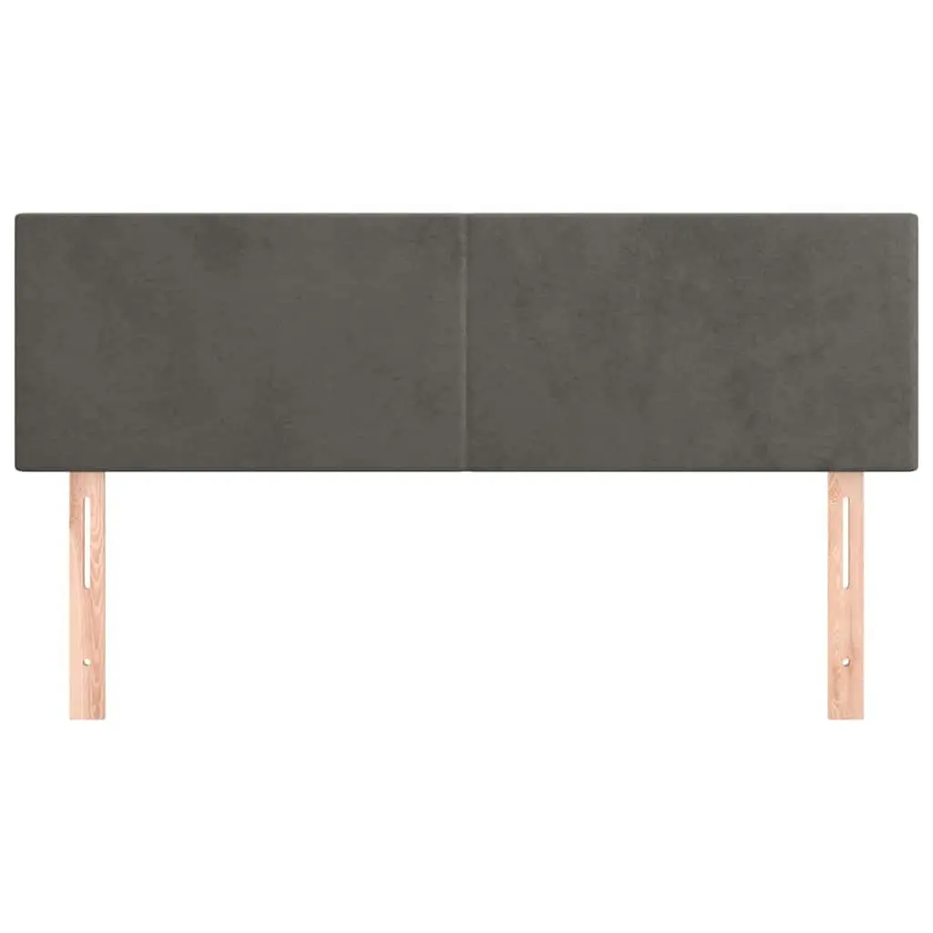 Velvet Bed Backrest Support Dark Grey Adjustable Height 144cm