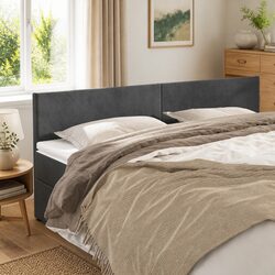 Practical Dark Grey Velvet Headboard for Bedroom Use