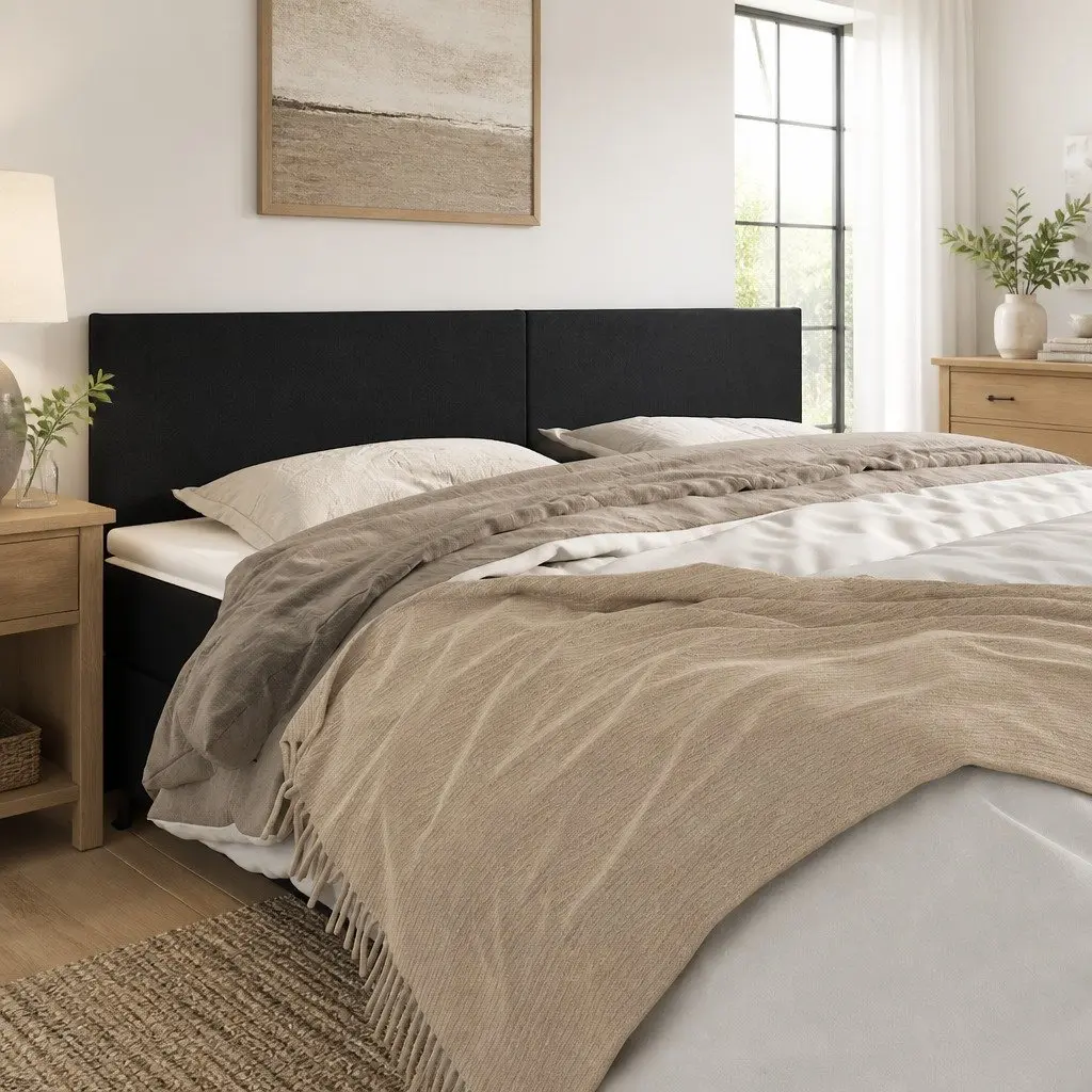 Black Velvet Headboard Adjustable Height 160cm with Wooden Legs Bed Backrest
