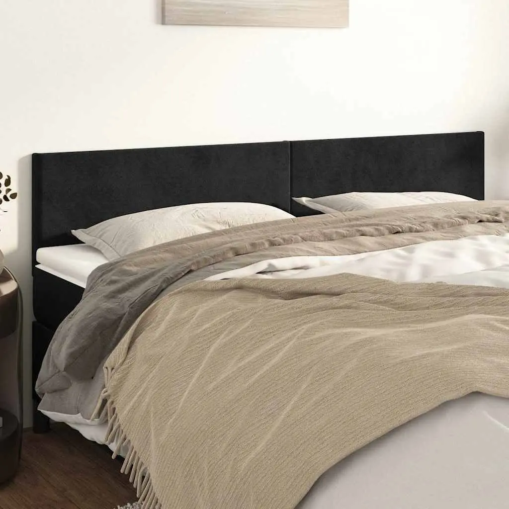Headboard Velvet Black 200cm Adjustable Height Upholstered Backrest