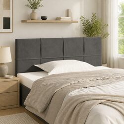 Headboard Dark Grey 100cm Velvet Bed Back Support Adjustable Height Wooden Legs