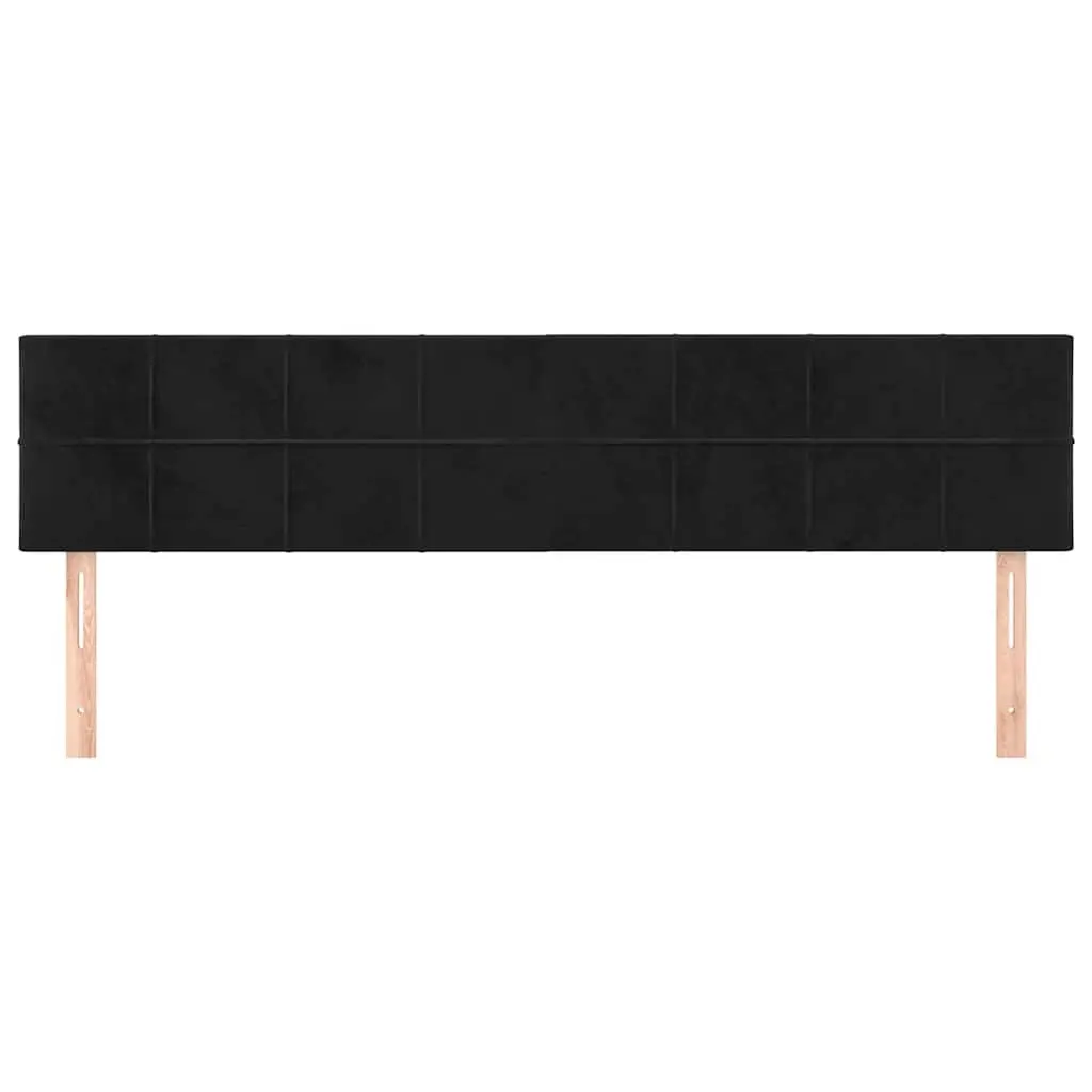 Black Velvet Upholstered Headboard 160cm Adjustable Height Wooden Legs Bedroom Furniture