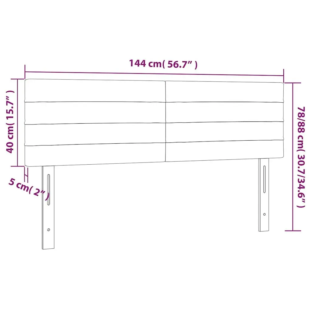 Headboard Fabric Dark Grey Adjustable Height with Wooden Legs