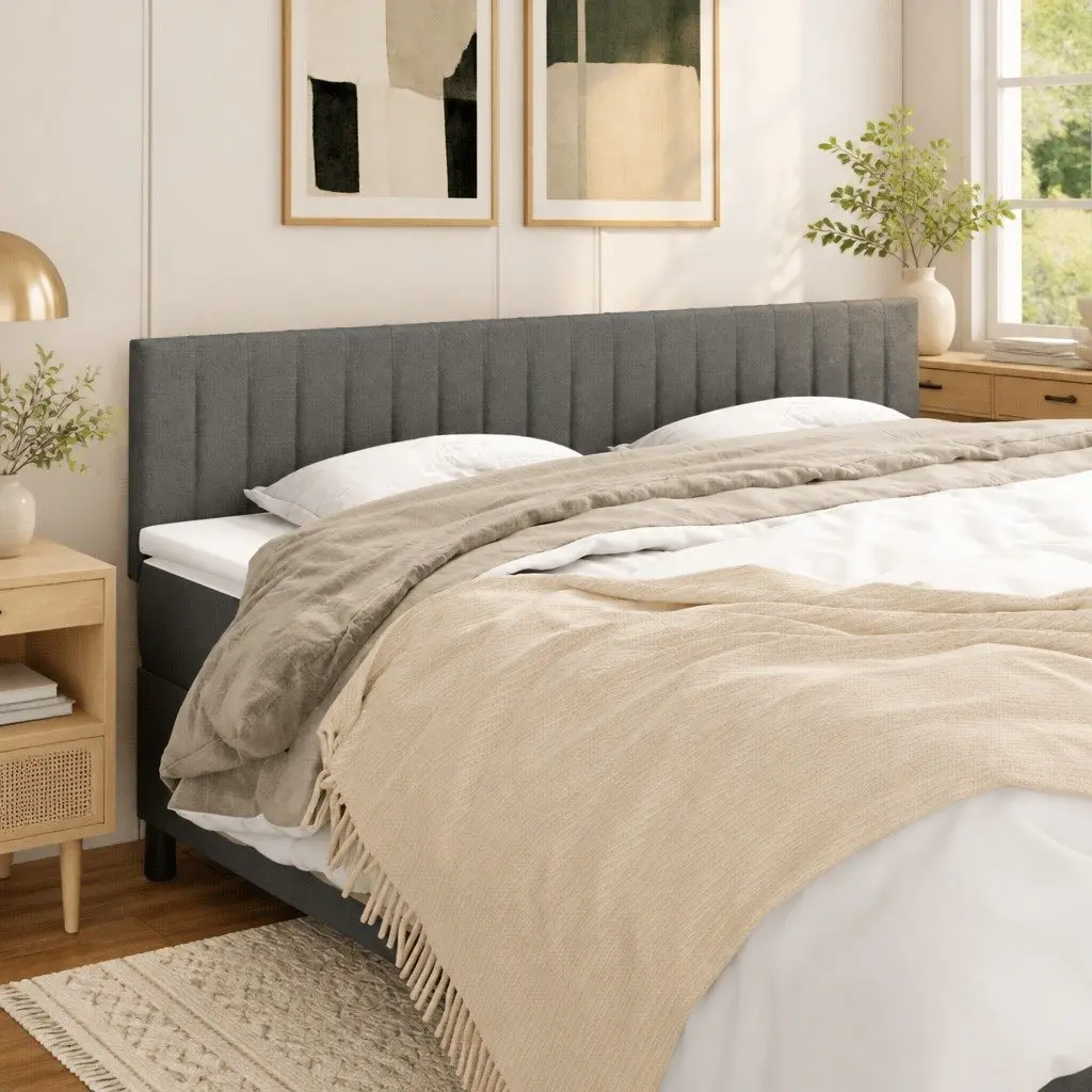 Adjustable Height Fabric Headboard Dark Grey 200x5x78/88 cm for Bedroom Furniture