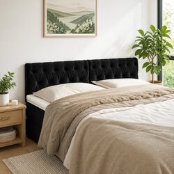 Practical Black Velvet Headboard for Everyday Use