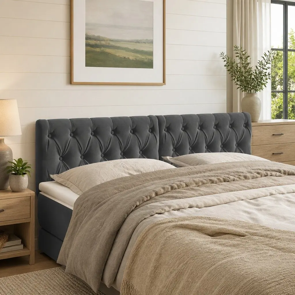 Headboard Velvet Dark Grey 160x7x78/88 cm Bedroom Furniture Bed Back Support