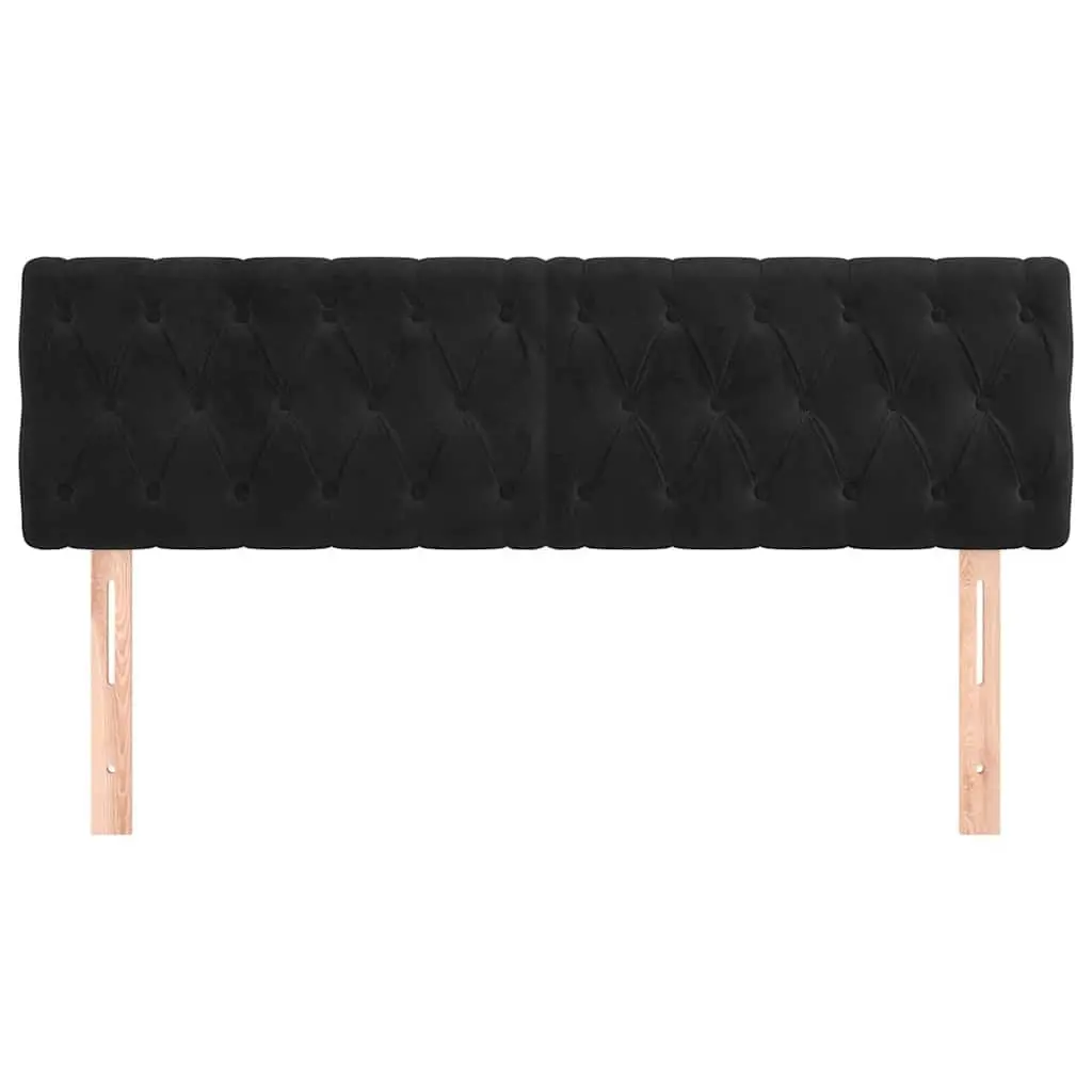 Velvet Headboard Black 160cm Bedroom Furniture Adjustable Height with Wooden