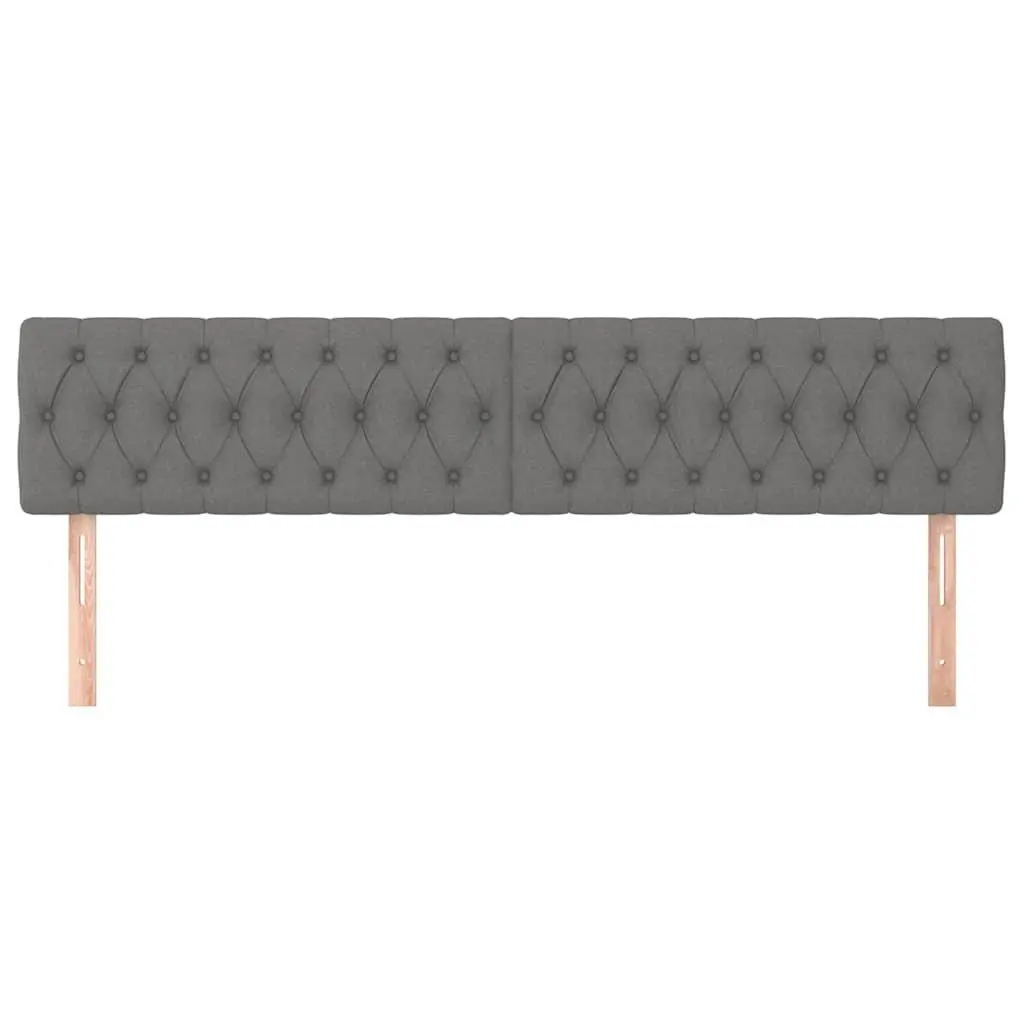 Adjustable Height Headboard Wooden Legs Fabric Dark Grey Bedroom Furniture