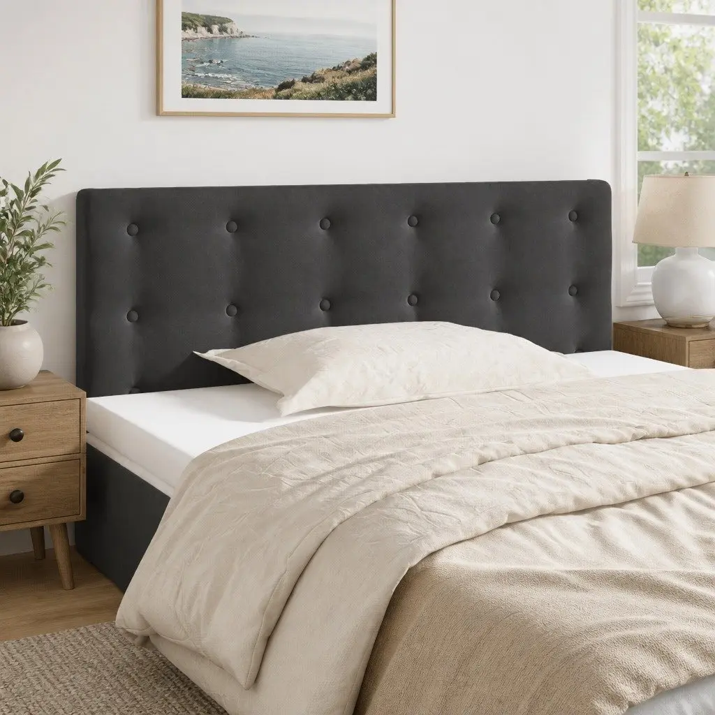 Headboard Velvet Dark Grey 100 cm Wooden Adjustable Height Bedroom Furniture