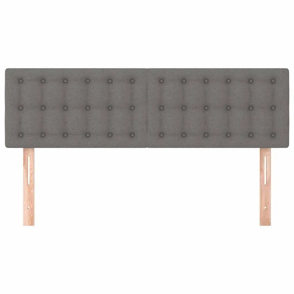 Grey Fabric Headboard Adjustable Height Bed Support Wooden Legs 144x5x78/88 cm