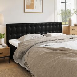 Practical Black Faux Leather Headboard for Reading and Relaxing