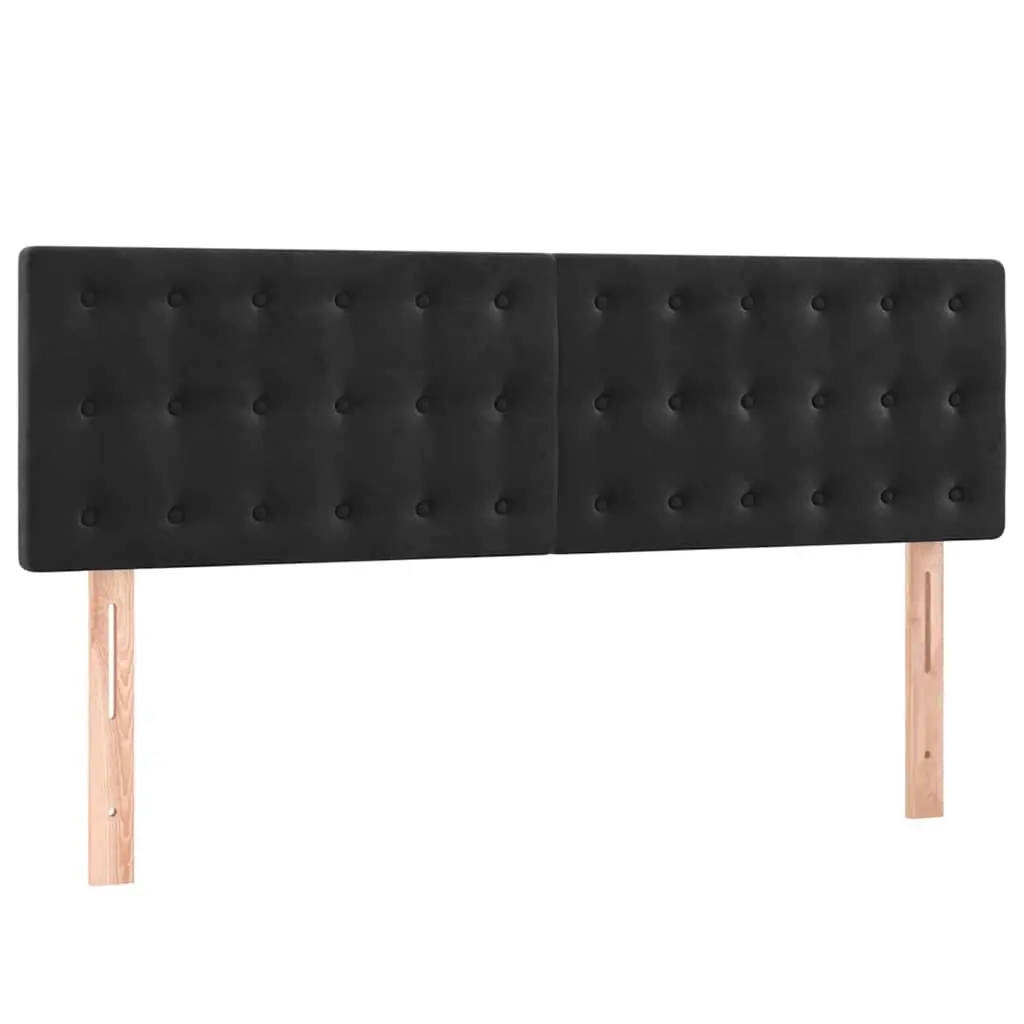 Velvet Headboard Adjustable Height Black Wooden Legs 144 cm