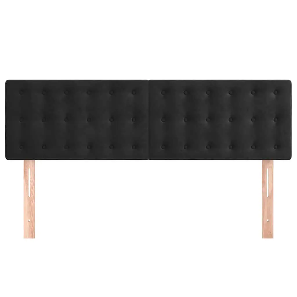 Velvet Headboard Adjustable Height Black Wooden Legs 144 cm