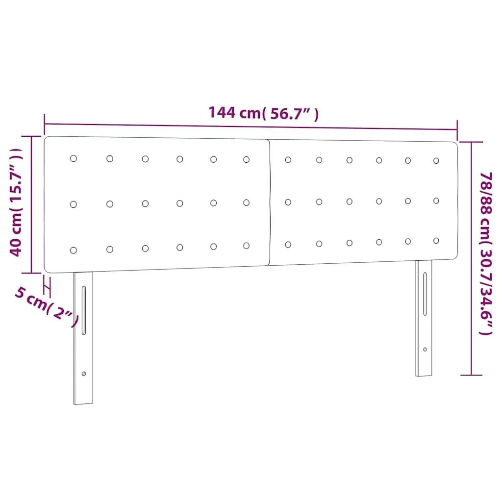 Velvet Headboard Adjustable Height Black Wooden Legs 144 cm