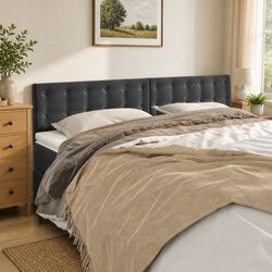 Versatile Dark Grey Velvet Headboard for Cozy Living Spaces