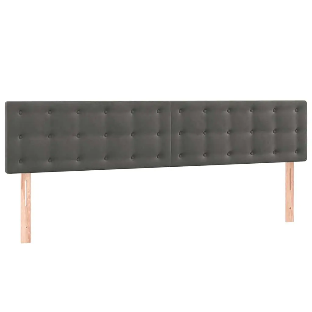 Headboard Velvet Dark Grey 160cm Adjustable Height Wooden Legs