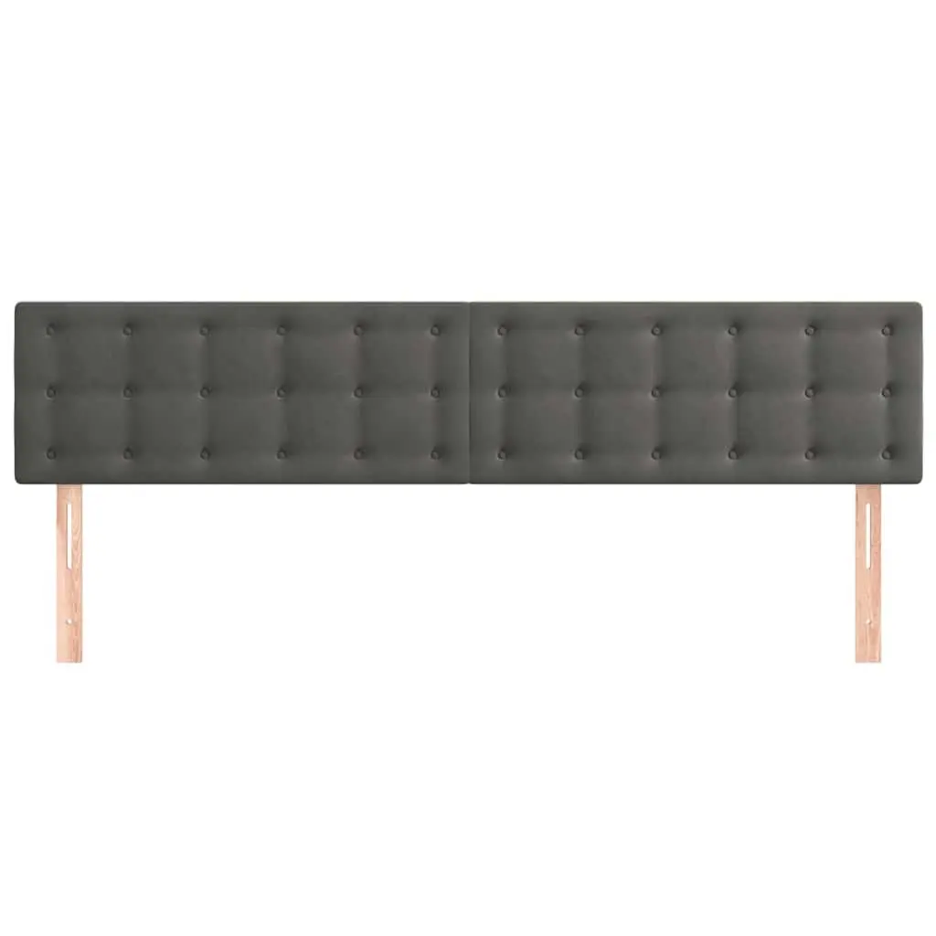 Headboard Velvet Dark Grey 160cm Adjustable Height Wooden Legs